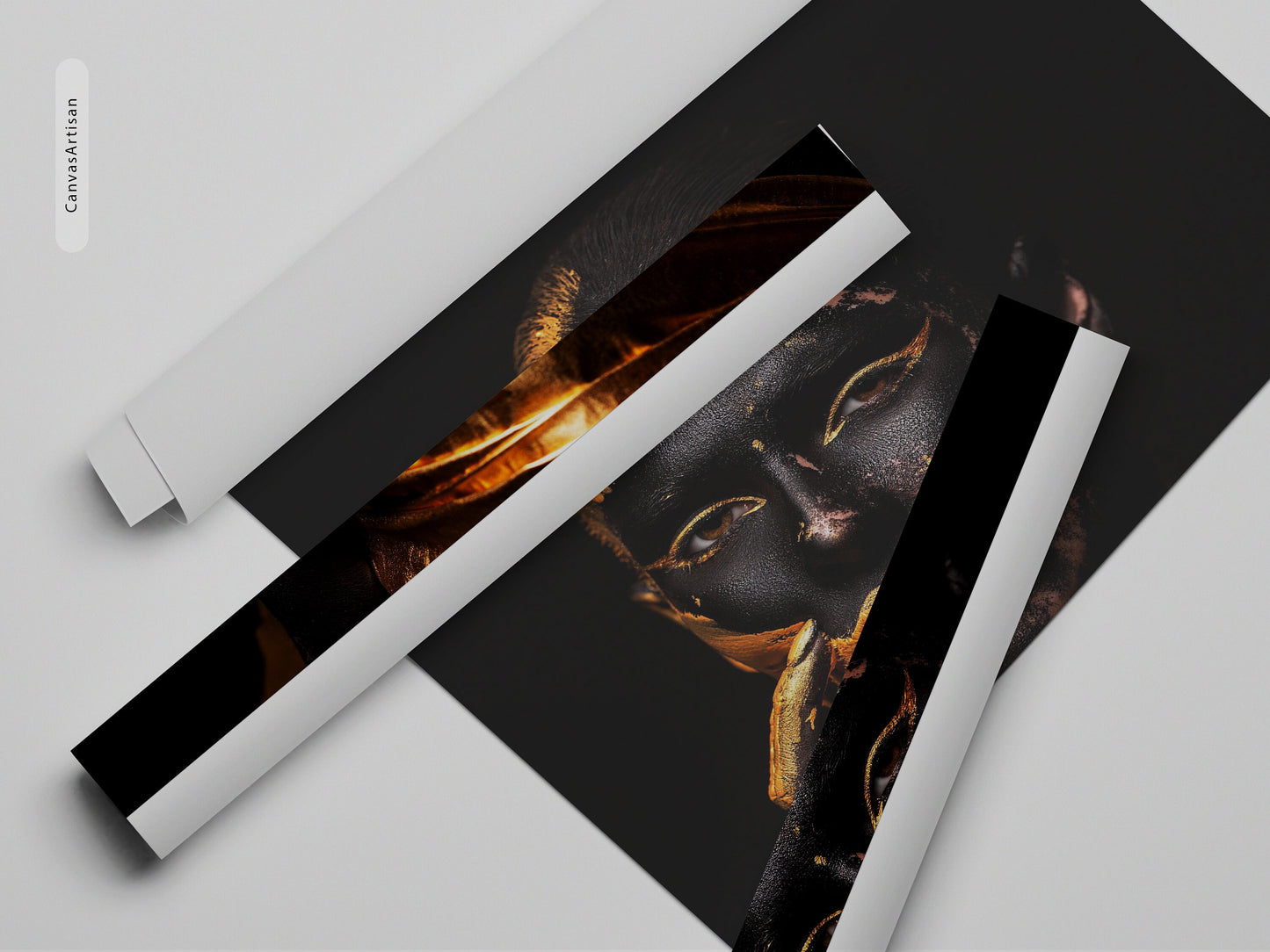 Afro Woman With Golden Makeup Canvas, African Wall Art, Canvas Print,Minimalist Home Decor, Modern Art Paintings,People Portraits