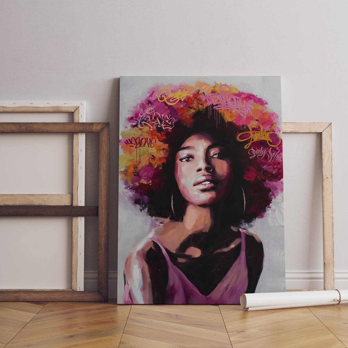 a painting of a woman with flowers in her hair