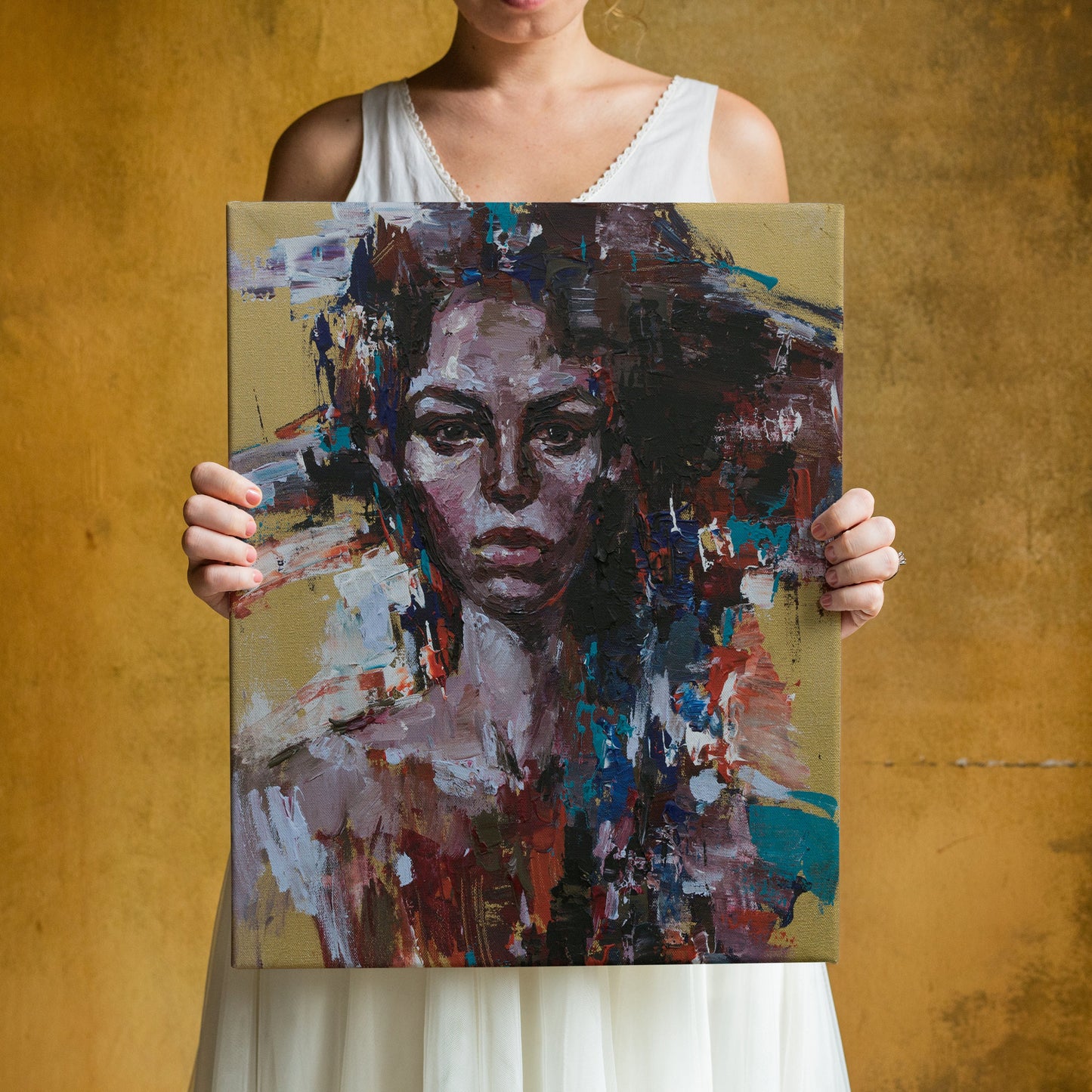 Afro Woman Portrait Canvas, African Woman Wall Art Canvas, Canvas Print, Minimalist Home Decor