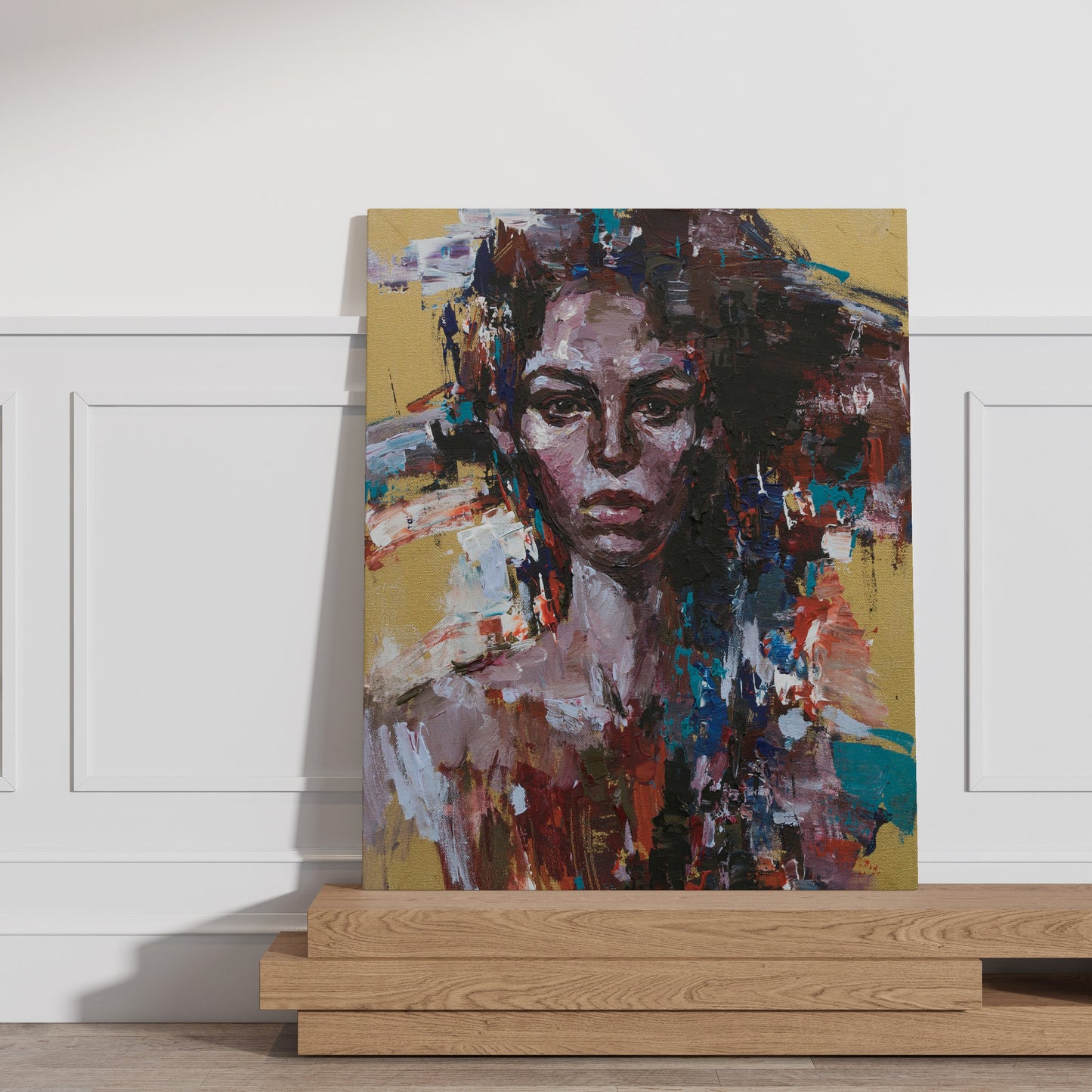 Afro Woman Portrait Canvas, African Woman Wall Art Canvas, Canvas Print, Minimalist Home Decor