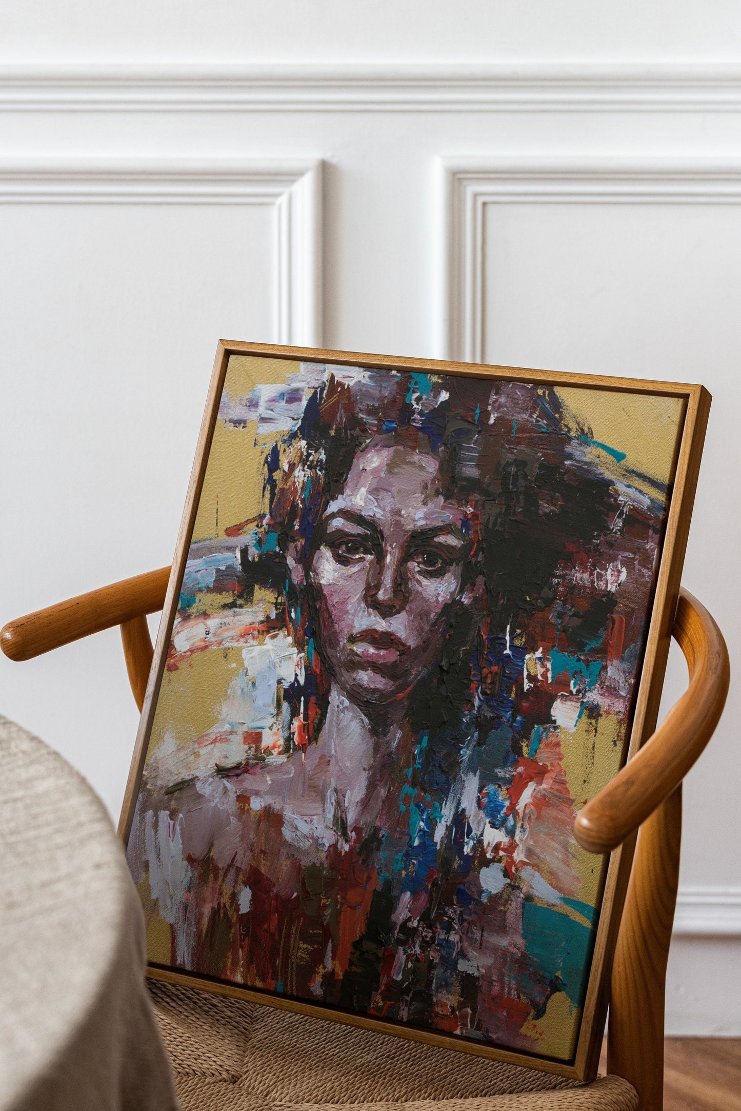 Afro Woman Portrait Canvas, African Woman Wall Art Canvas, Canvas Print, Minimalist Home Decor