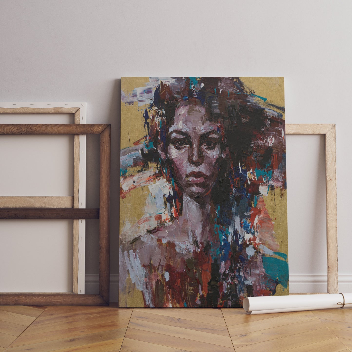 Afro Woman Portrait Canvas, African Woman Wall Art Canvas, Canvas Print, Minimalist Home Decor