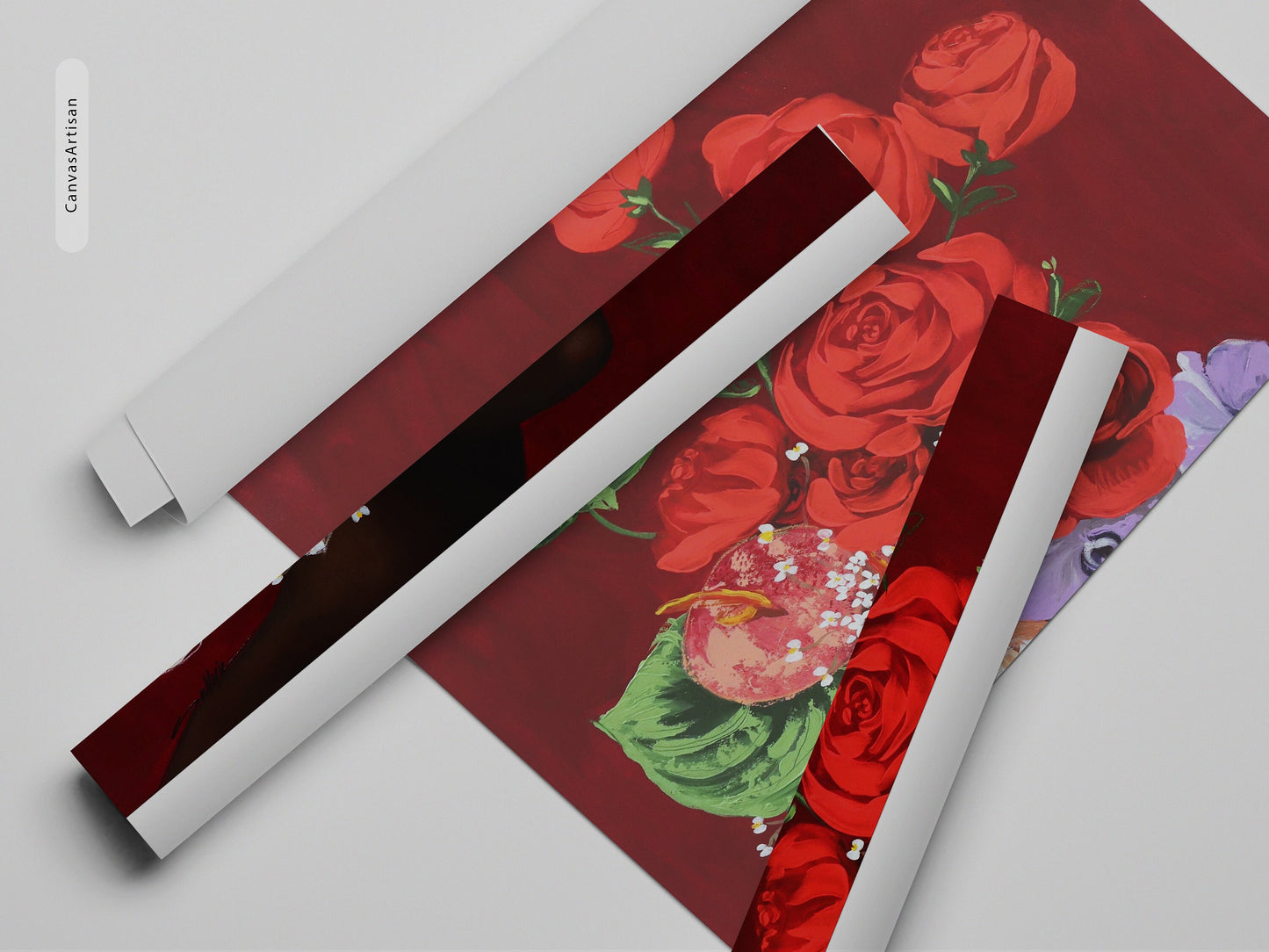 African Woman Covered With Flowers Canvas, Flower Head Woman, Colorful Flowers, African Woman