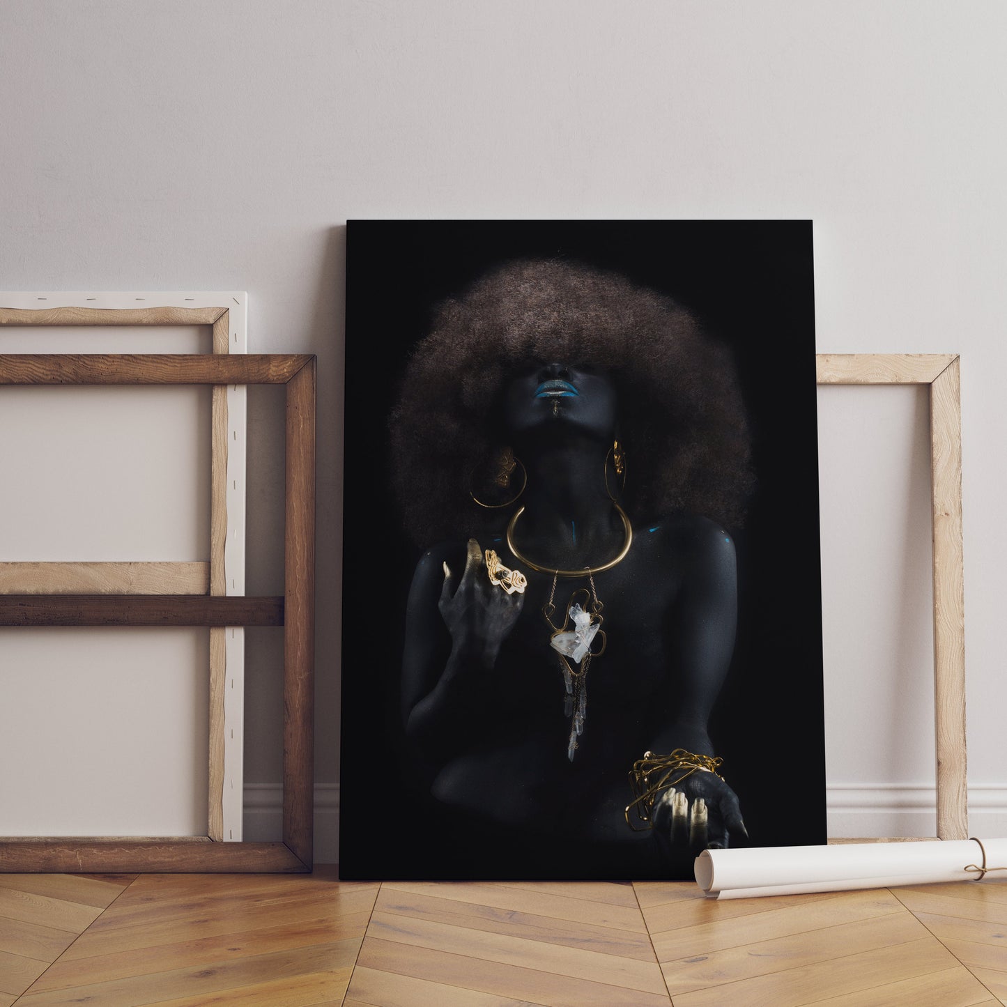 African Woman with Black Hair Canvas, African Canvas, Woman Canvas Print, Minimalist Home Decor,Modern Art Paintings