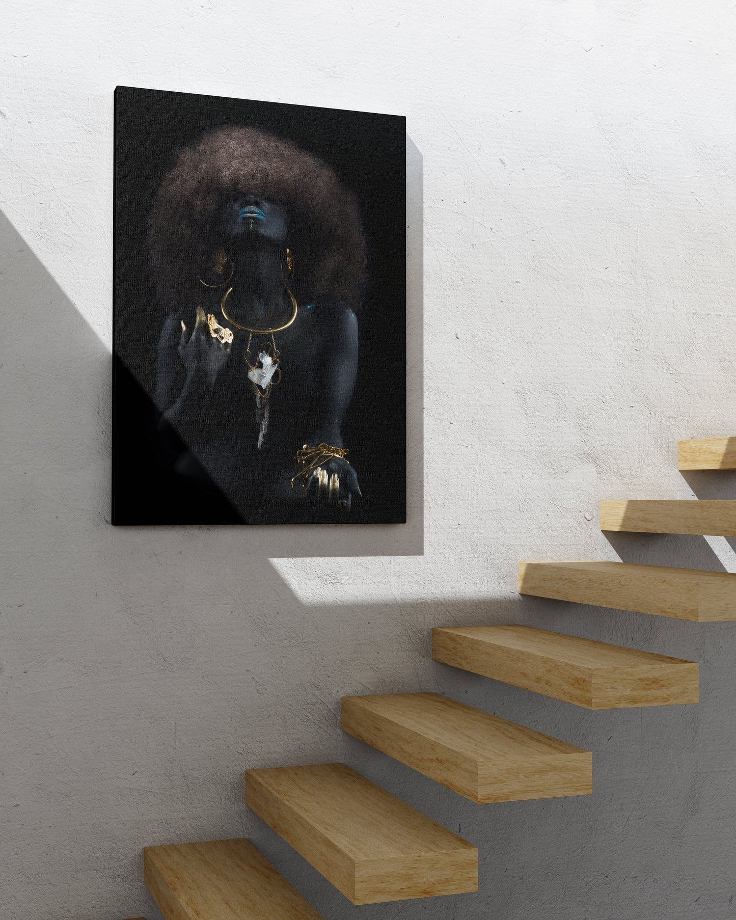 African Woman with Black Hair Canvas, African Canvas, Woman Canvas Print, Minimalist Home Decor,Modern Art Paintings