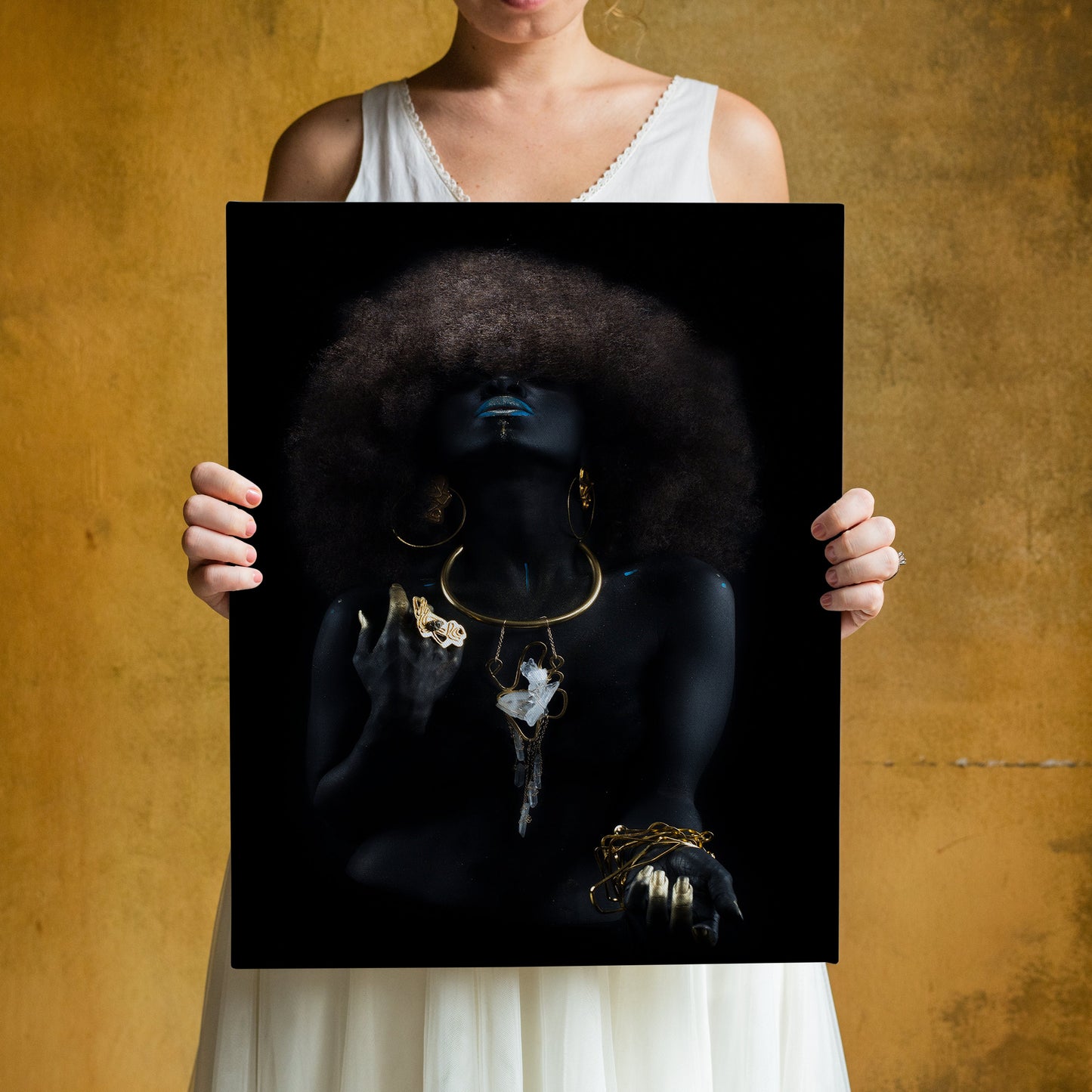 African Woman with Black Hair Canvas, African Canvas, Woman Canvas Print, Minimalist Home Decor,Modern Art Paintings