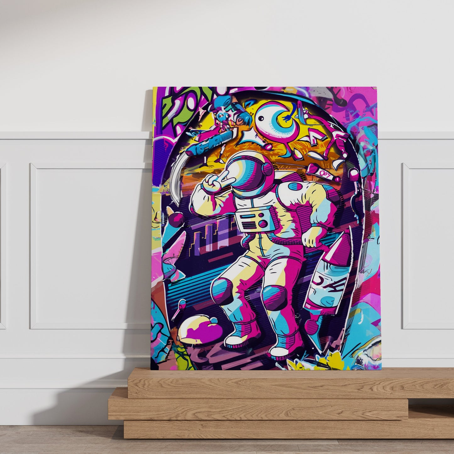 Astronaut Banksy Canvas, Astronaut Graffiti Canvas, Moon Wall Art Canvas,Minimalist Home Decor,Artistic Wonders,Modern Art Paintings