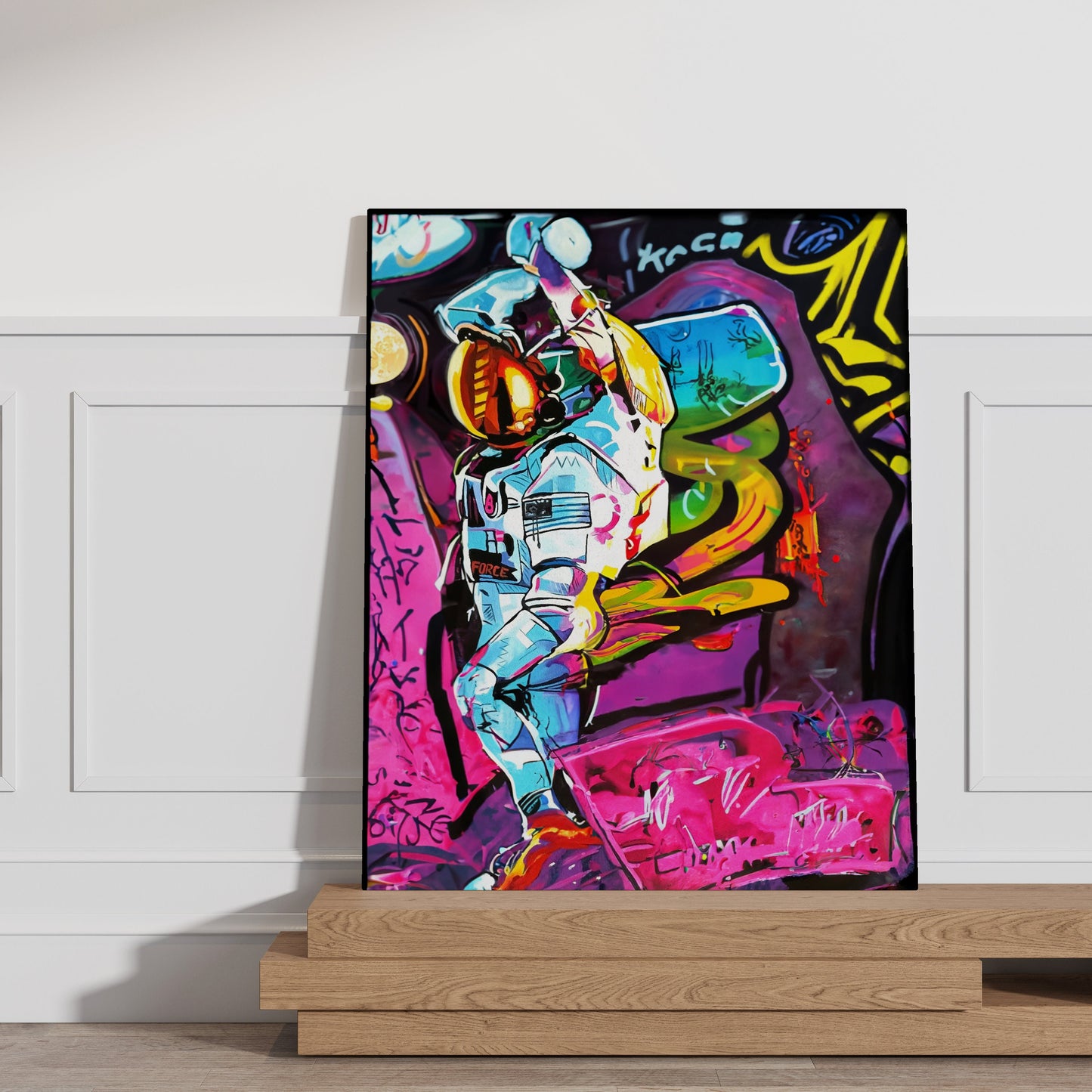 Astronaut Banksy Canvas, Astronaut Graffiti Canvas, Moon Wall Art Canvas,Minimalist Home Decor,Artistic Wonders,Modern Art Paintings