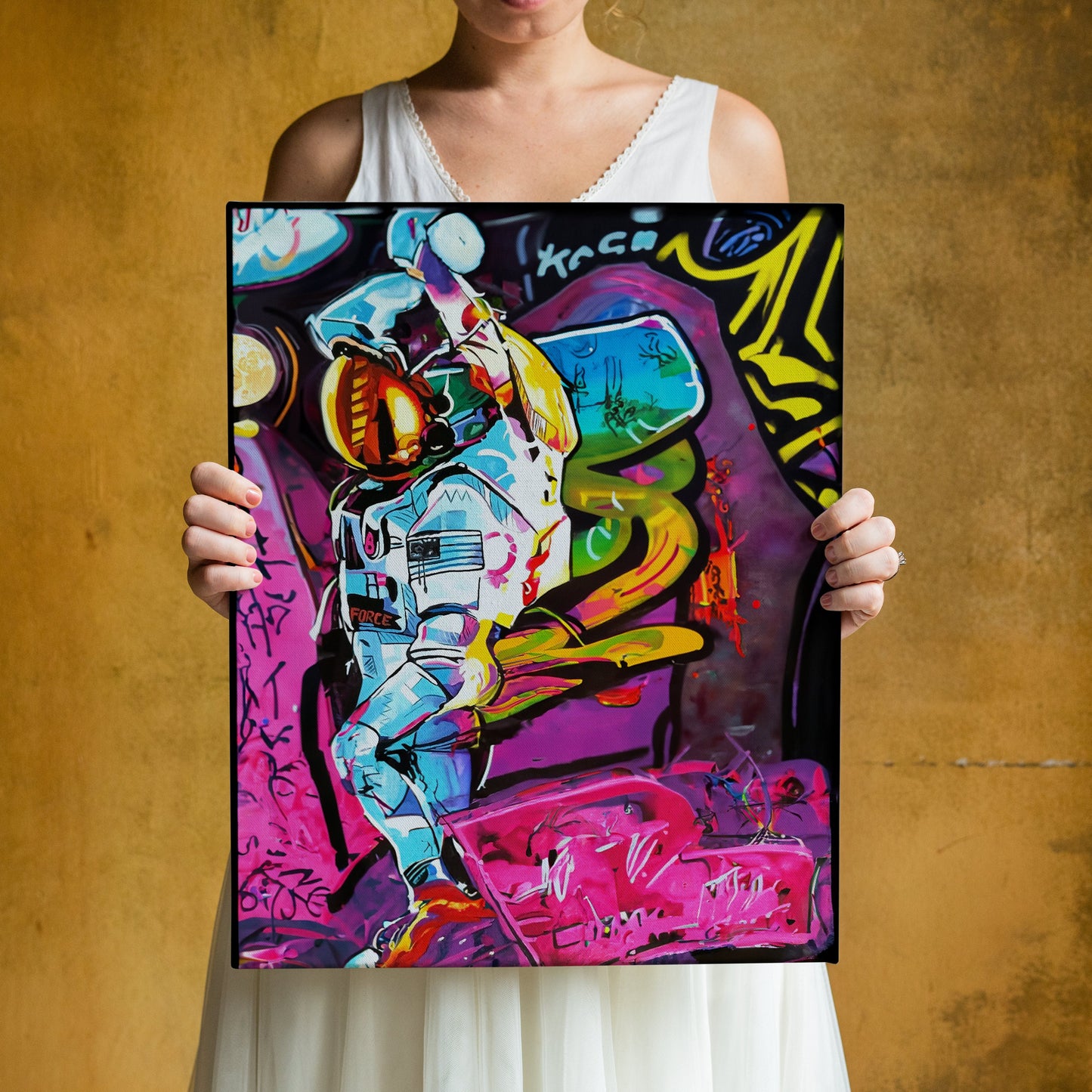 Astronaut Banksy Canvas, Astronaut Graffiti Canvas, Moon Wall Art Canvas,Minimalist Home Decor,Artistic Wonders,Modern Art Paintings