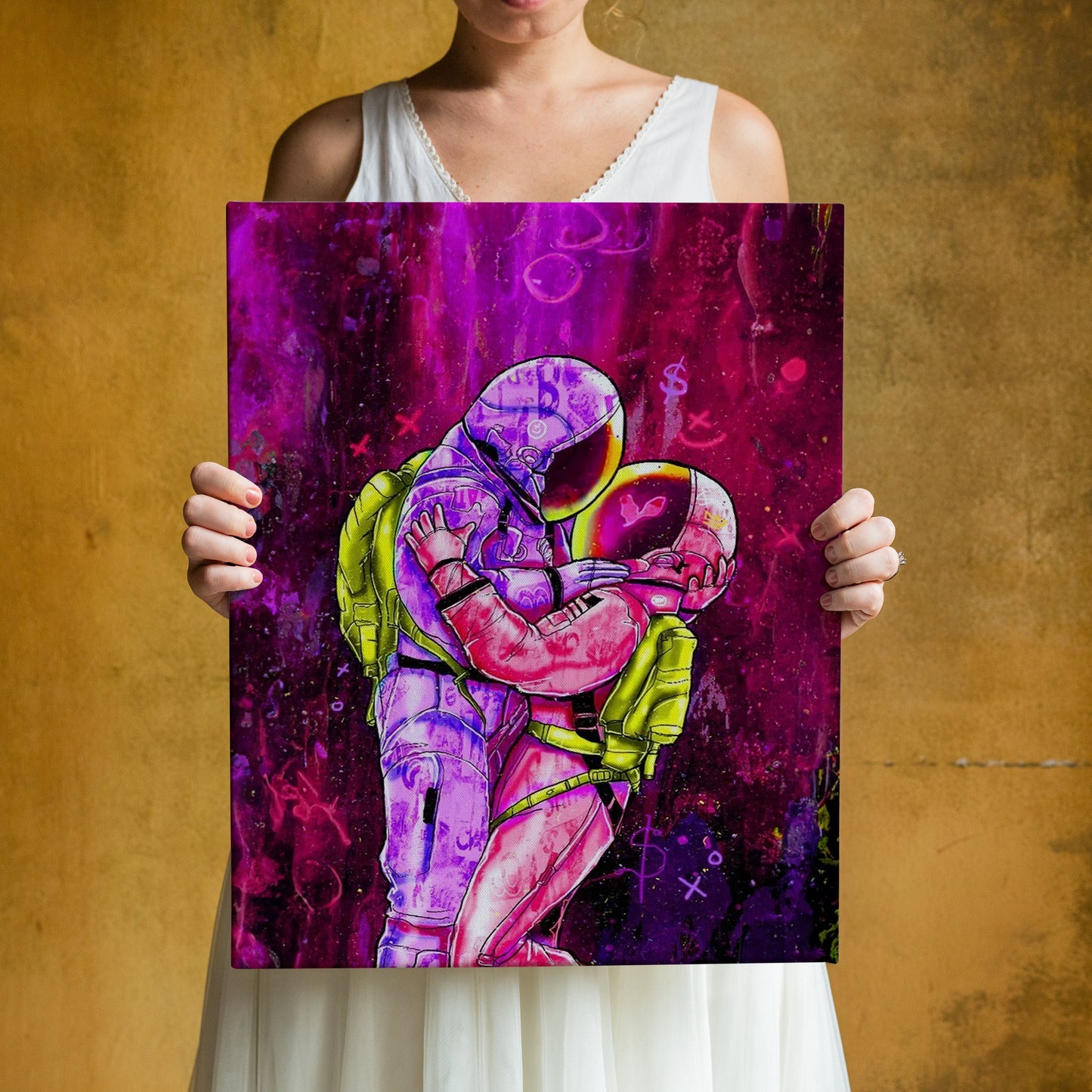 Astronaut Canvas, Astronaut Love Canvas, Moon Wall Art Canvas,Minimalist Home Decor,Artistic Wonders,Modern Art Paintings