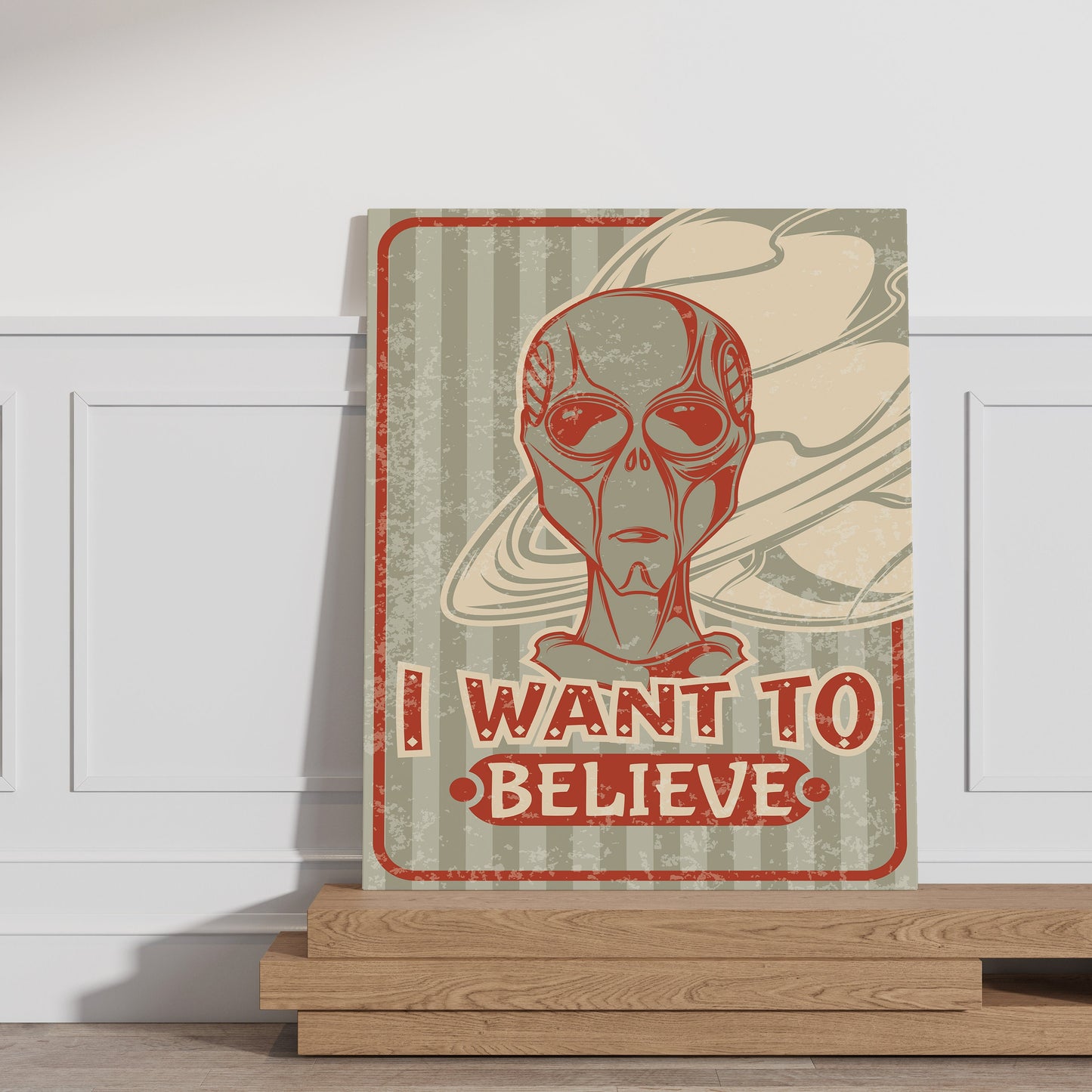 Alien Canvas, Retrı Alien Poster, I Want to Believe Canvas, Minimalist Home Decor, Modern Art Paintings