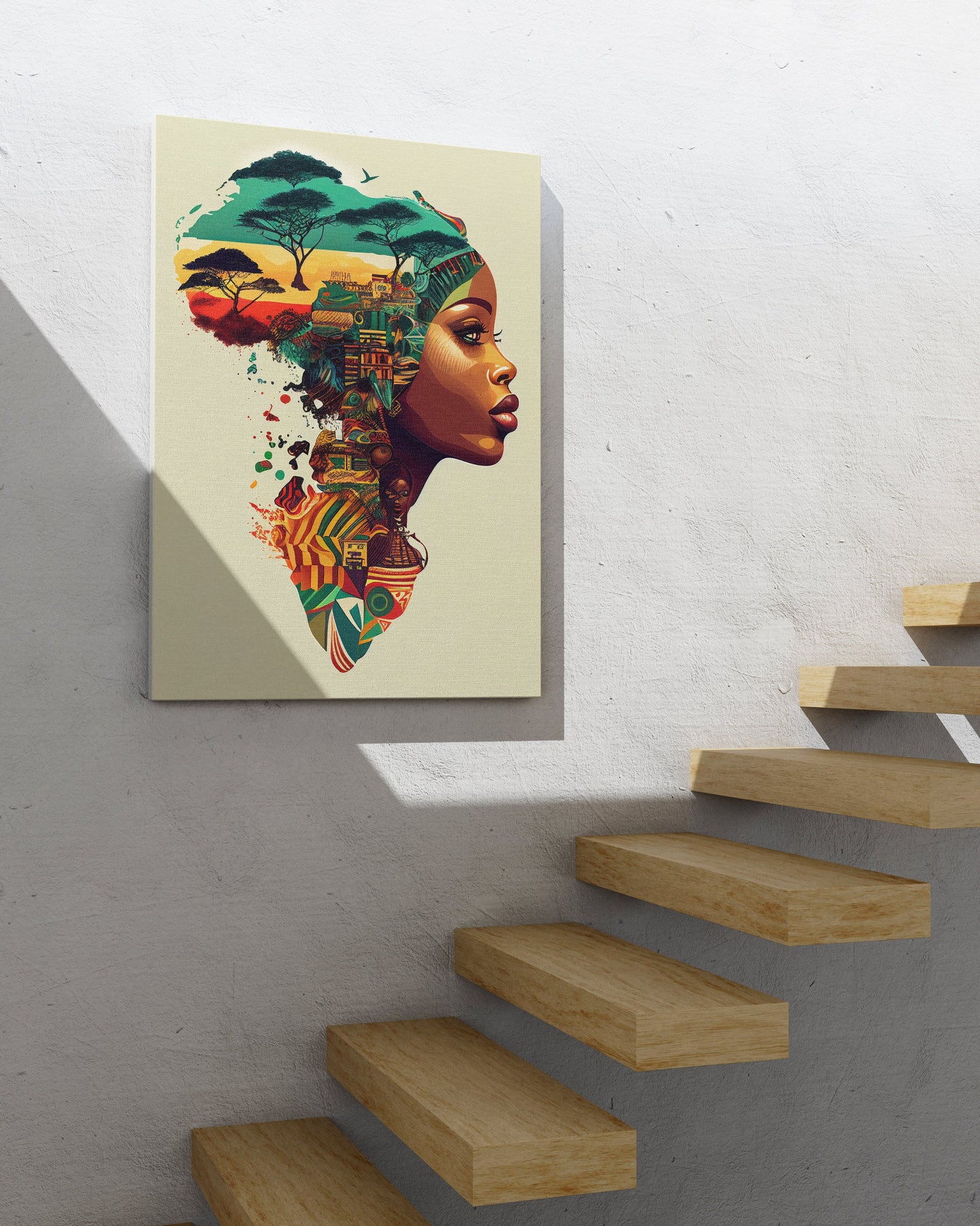 African Motifs Canvas, African Canvas, Woman Canvas Print, Ethnic Artwork, African American Art, African Inspired Decor