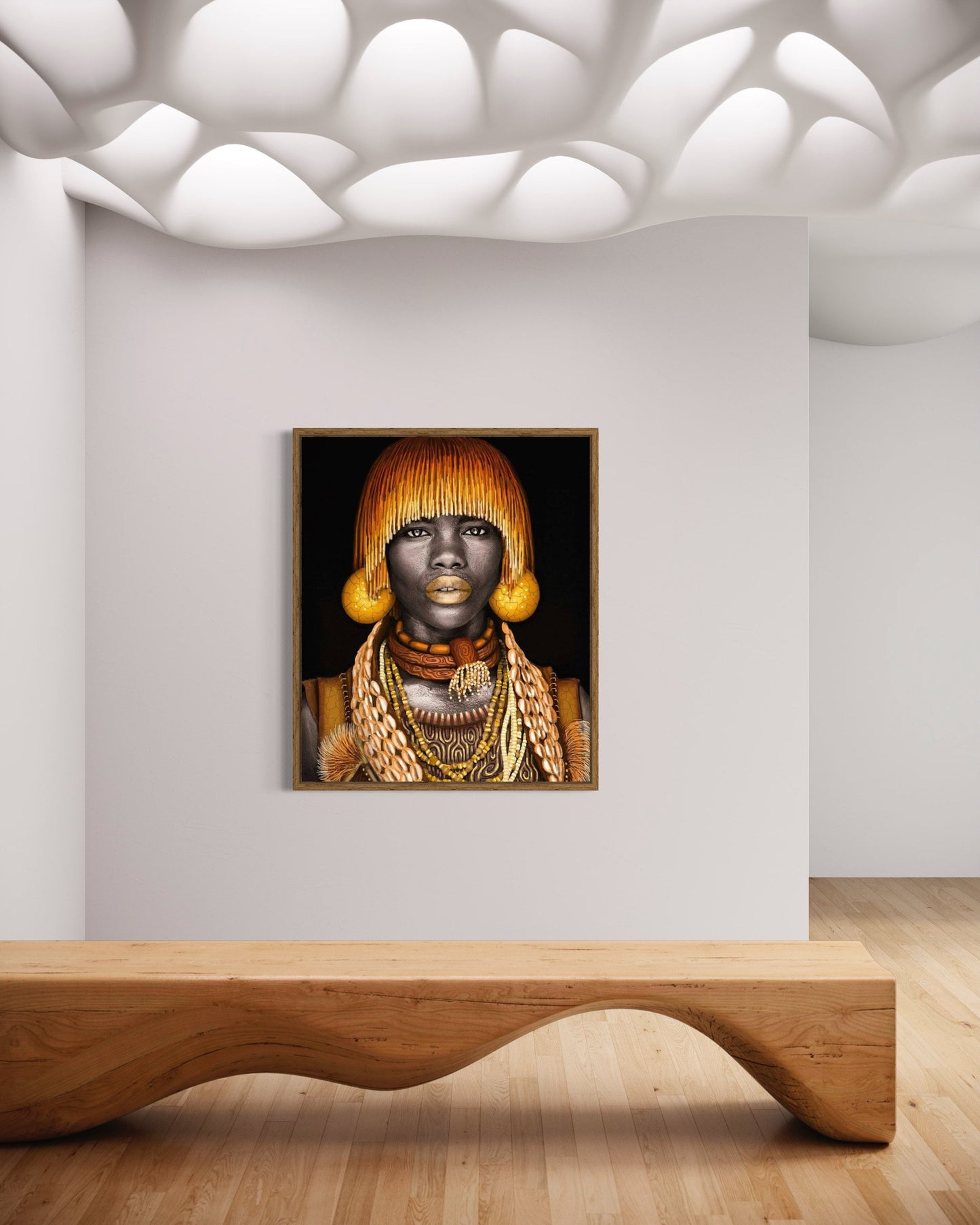African Woman Canvas, With Gold Makeup and Accessories, African Canvas, Woman Canvas Print, Ethnic Artwork, African American Art