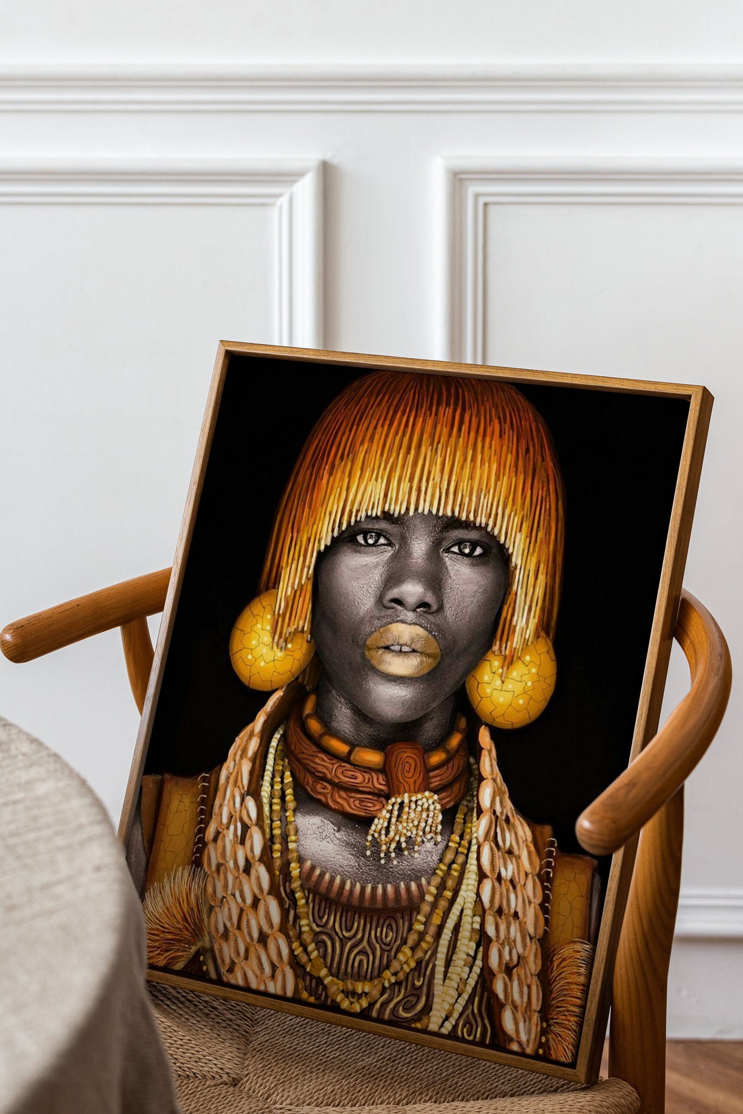 African Woman Canvas, With Gold Makeup and Accessories, African Canvas, Woman Canvas Print, Ethnic Artwork, African American Art