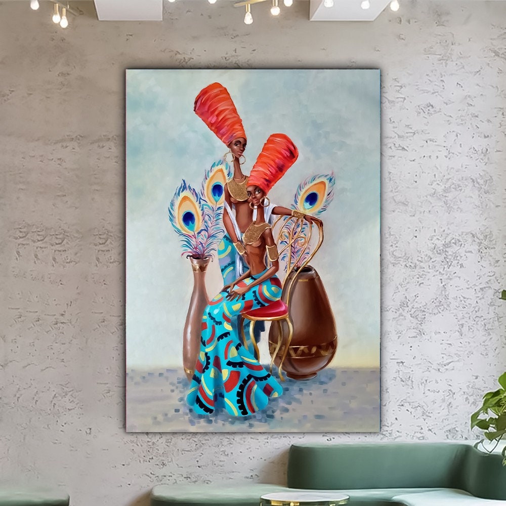African Wall Art, Ethnic Canvas, Colorful Wall Art, South African Art, Wall Art Print, African Woman Print, Woman Poster, Ready To Hang