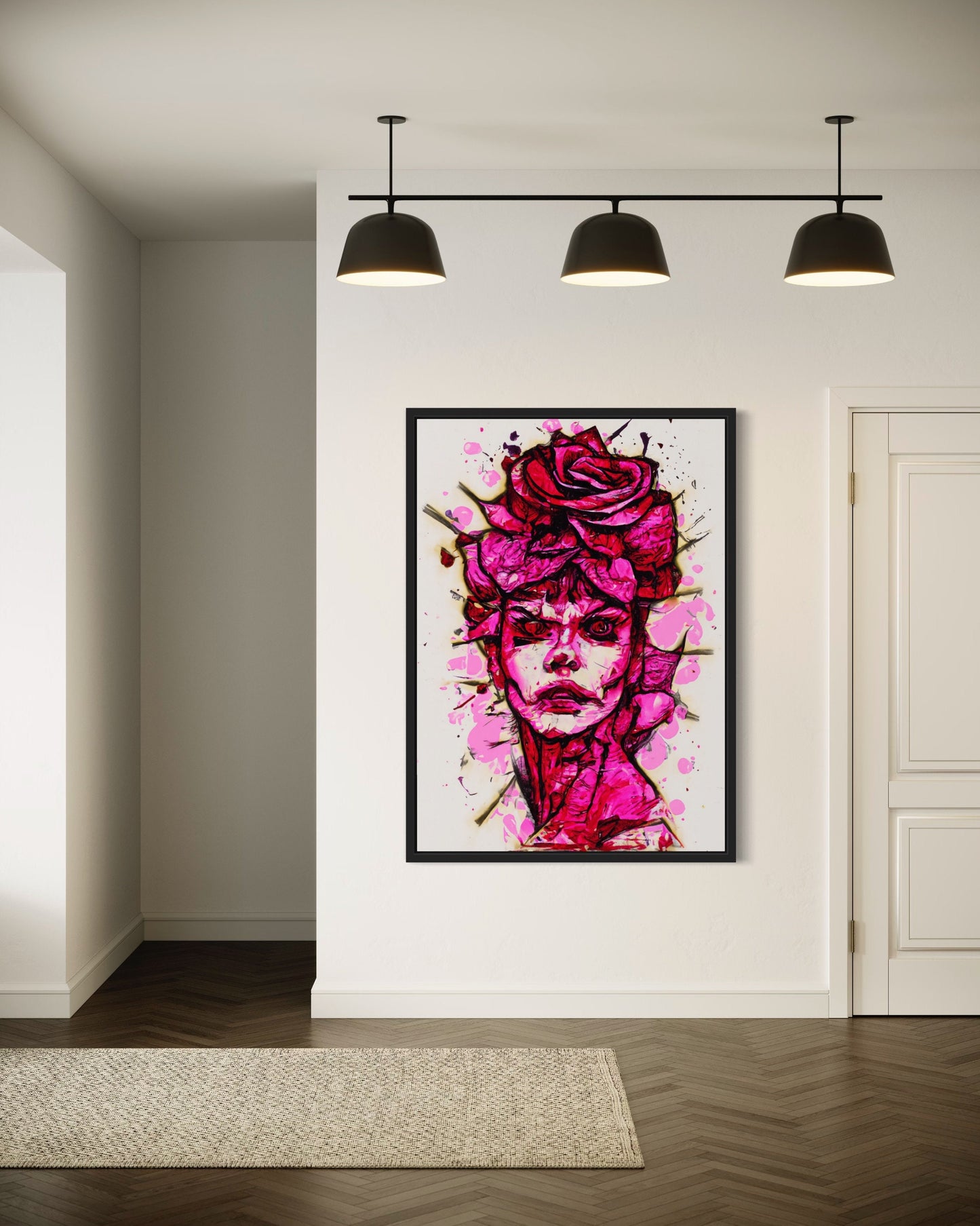 a picture of a woman with a rose in her hair