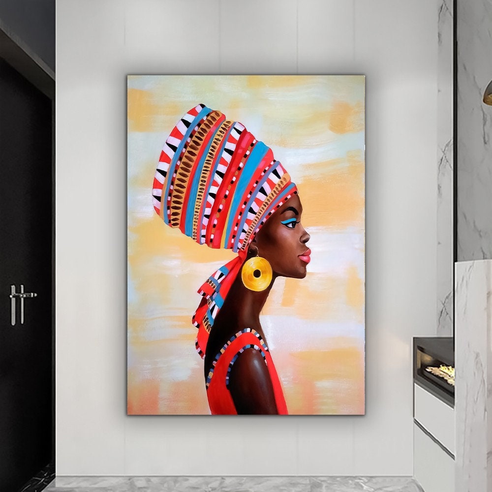 African Woman Art, African Woman Canvas, African Beauty Print, African Wall Art, Ethnic Canvas Print, Ethnic Woman Poster, Ready To Hang