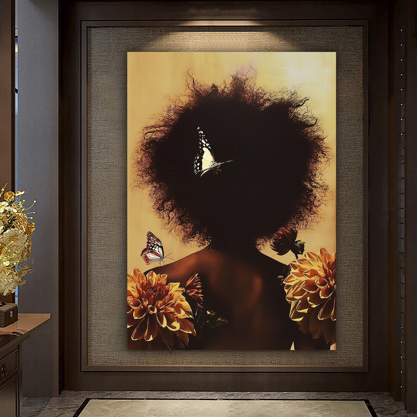 African Woman Wall Art, Woman with Back Turned Hair, African Woman Canvas Print, Black Woman Canvas, African Canvas, Afrikan Beauty