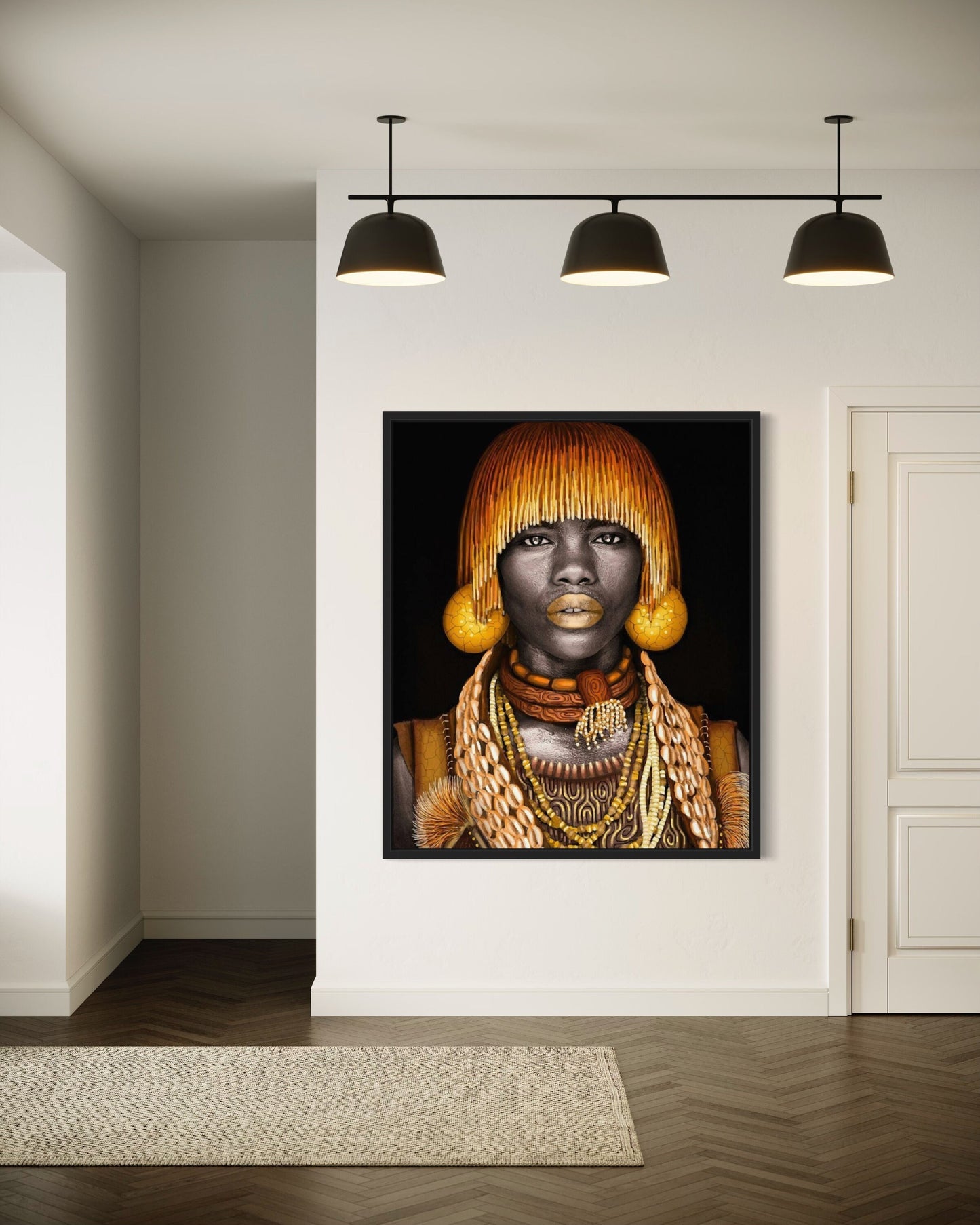 African Woman Canvas, With Gold Makeup and Accessories, African Canvas, Woman Canvas Print, Ethnic Artwork, African American Art