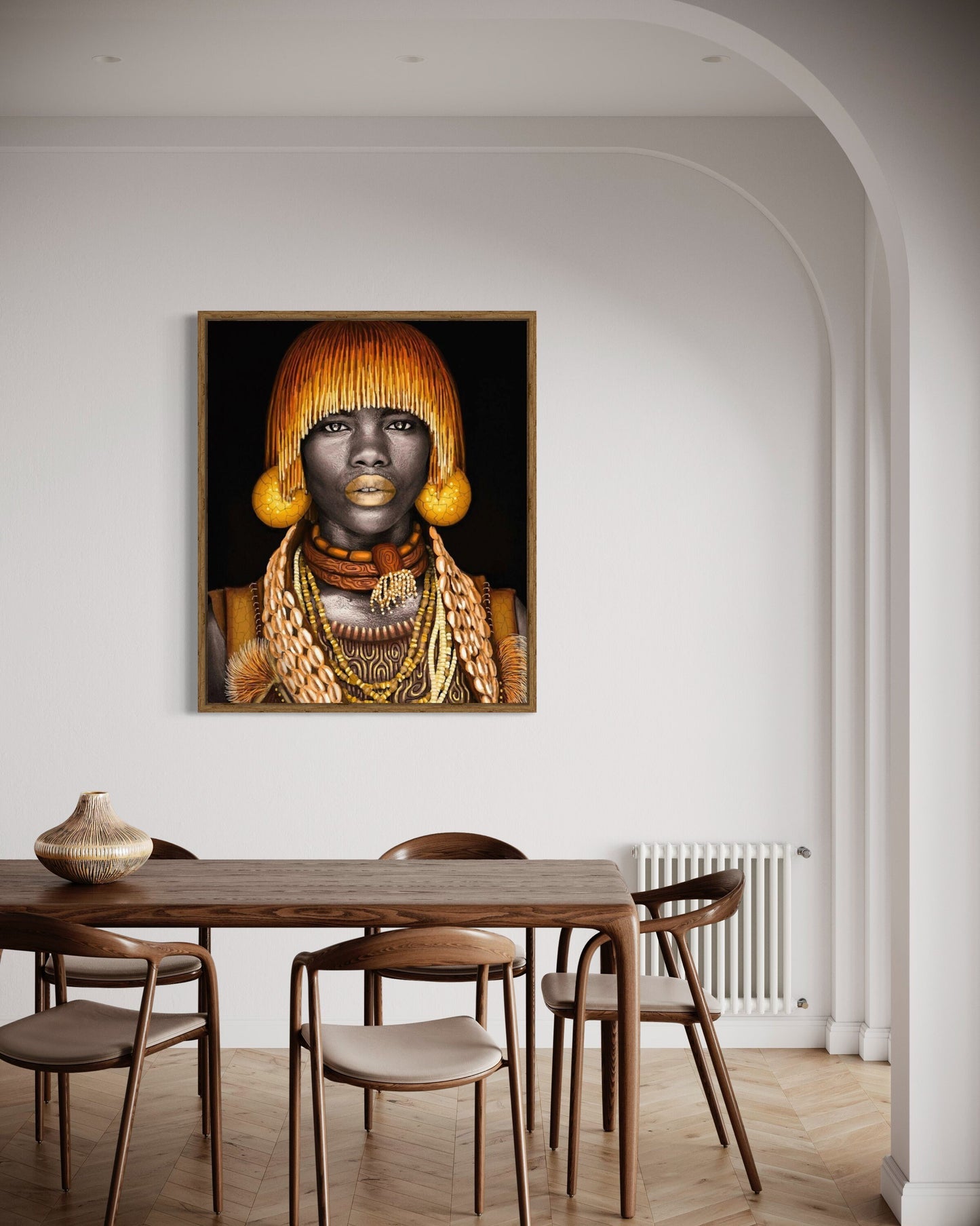 African Woman Canvas, With Gold Makeup and Accessories, African Canvas, Woman Canvas Print, Ethnic Artwork, African American Art