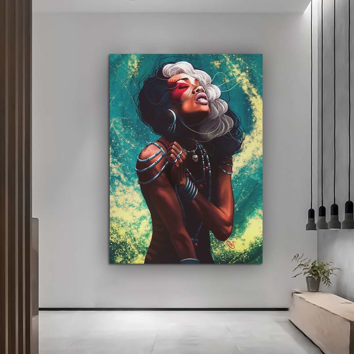African Woman Canvas Painting, Black Woman Canvas Print, African Woman Painting With Ethnic Woman Art