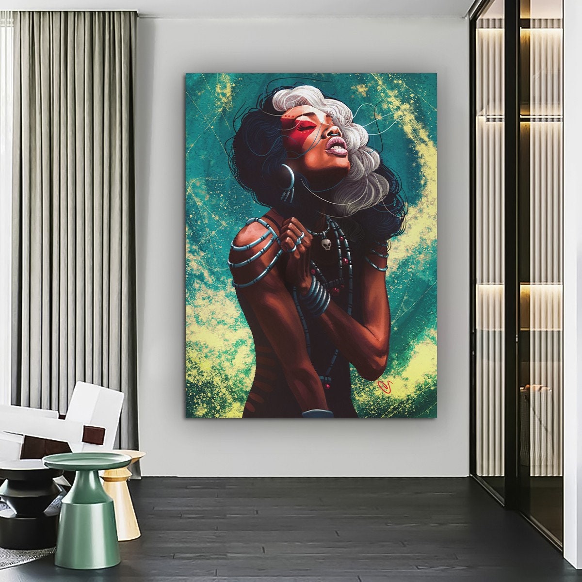 African Woman Canvas Painting, Black Woman Canvas Print, African Woman Painting With Ethnic Woman Art