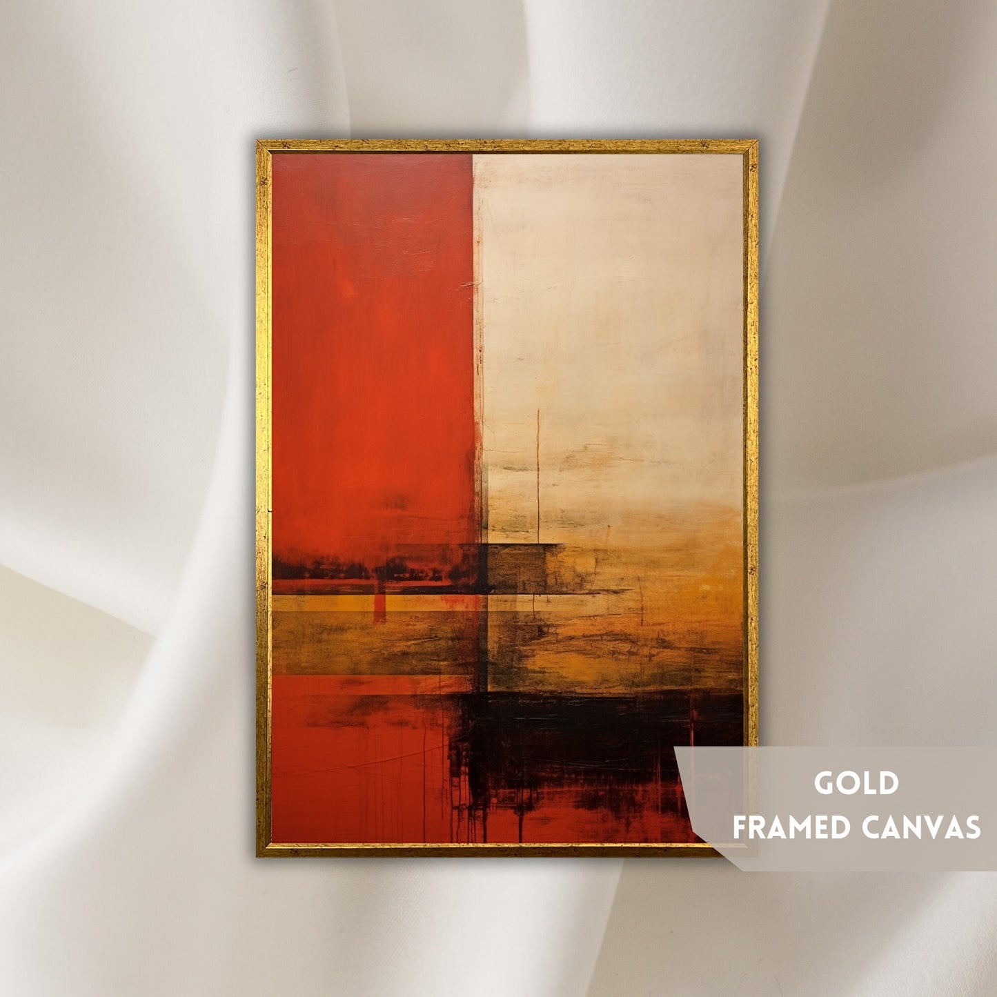 a painting on a wall with a gold frame