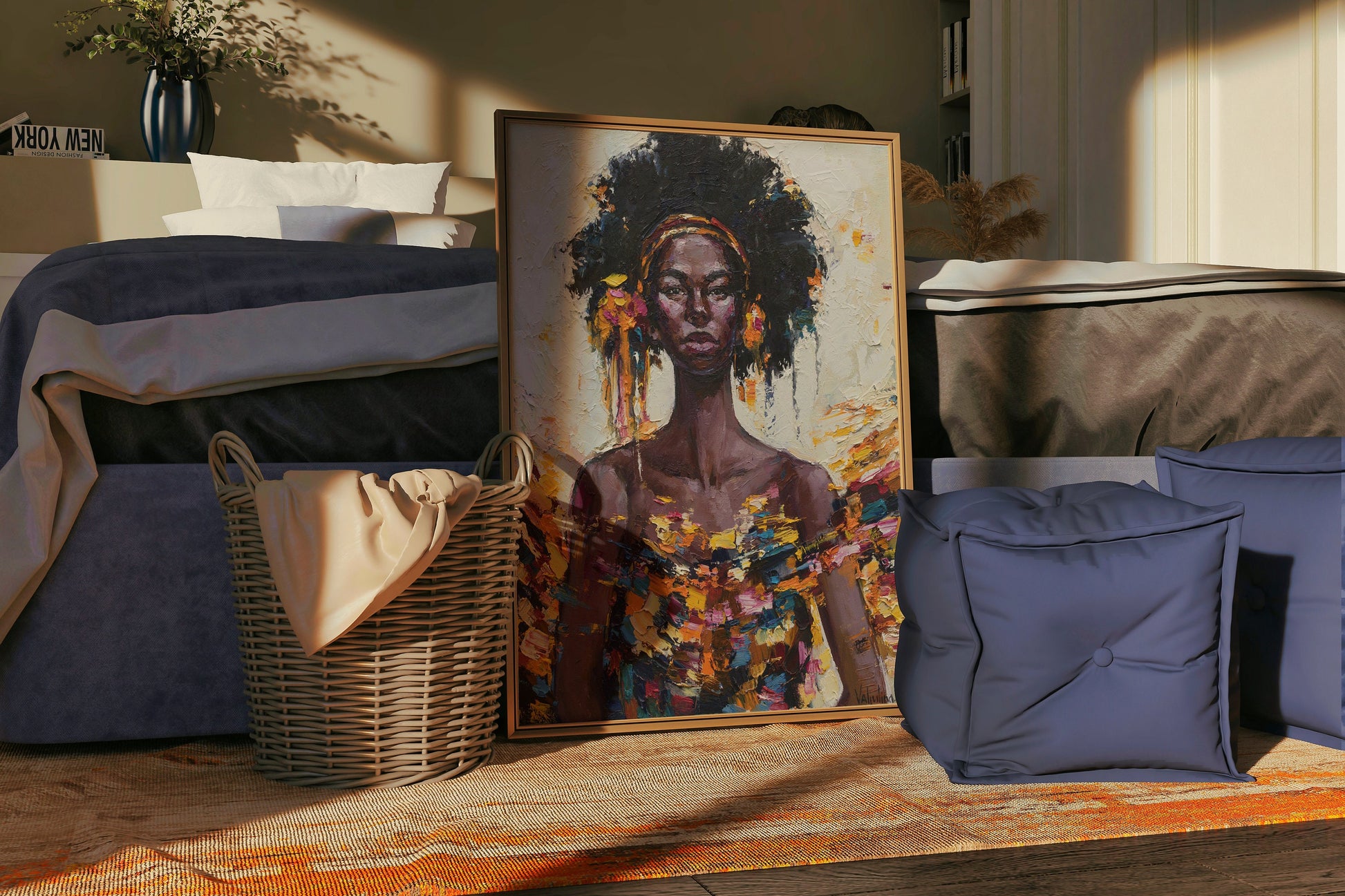 a picture of a woman with dreadlocks on a bed