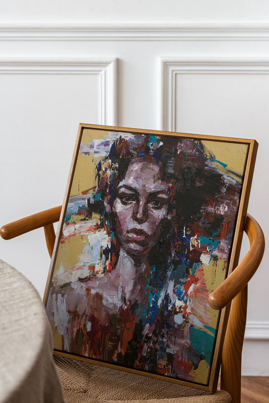 Afro Woman Portrait Canvas, African Woman Wall Art Canvas, Canvas Print, Minimalist Home Decor