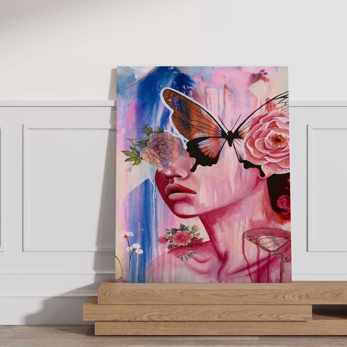 Abstract Butterfly Woman Portrait Canvas, Abstract Butterfly Canvas, Canvas Print,Minimalist Home Decor,Artistic WondersModern Art Paintings