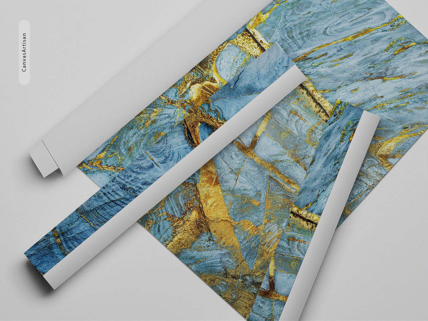 Abstract Blue Gold Canvas, Gold Canvas, Abstract Art, Living Room, Wall Decor