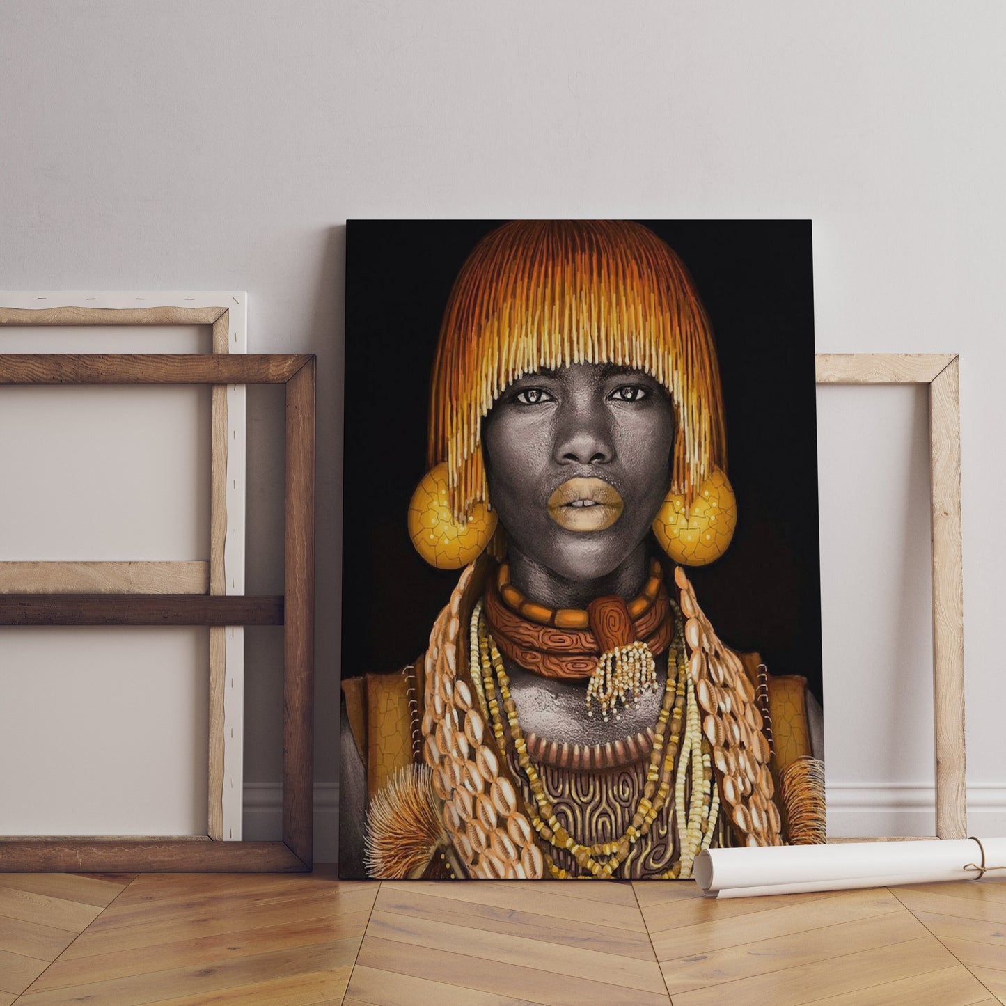 African Woman Canvas, With Gold Makeup and Accessories, African Canvas, Woman  Canvas Print, Ethnic Artwork, African American Art