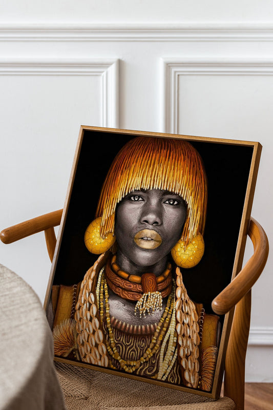 African Woman Canvas, With Gold Makeup and Accessories, African Canvas, Woman  Canvas Print, Ethnic Artwork, African American Art