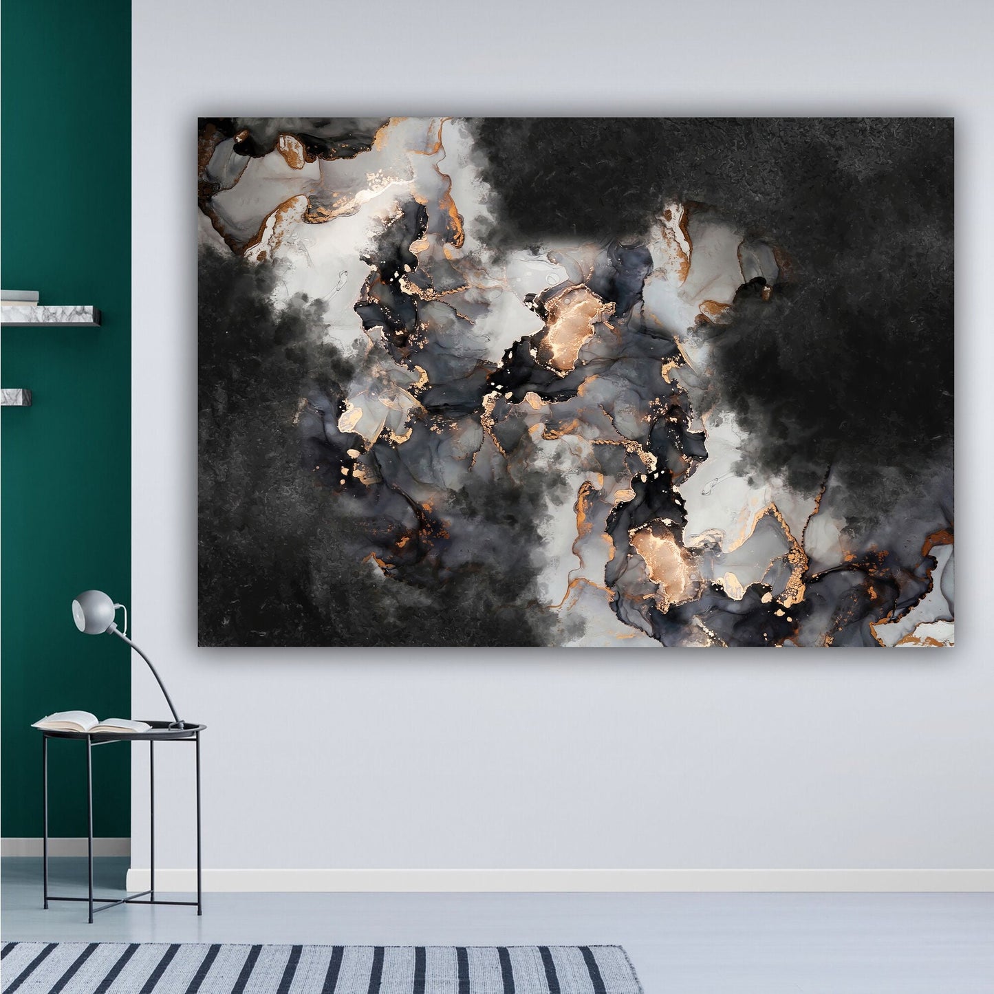 Abstract Black Gold Marble Style Canvas, Wall Art Painting, Abstract Gold Wall Art, Modern Posters Prints, Luxury Abstract Canvas