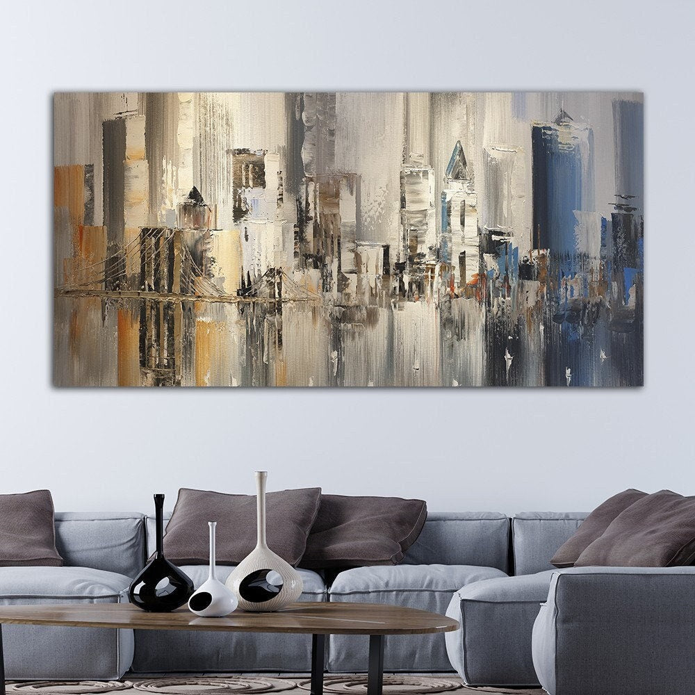 Abstract Canvas Art, City Canvas Print, Landscape Canvas Decor, Abstract Canvas Painting, Home Wall Decoration