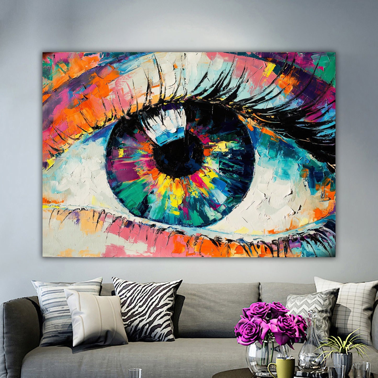 Abstract Eye Canvas Print, Colorful Wall Art, Abstract Wall Decoration, Eye Poster,Modern Art