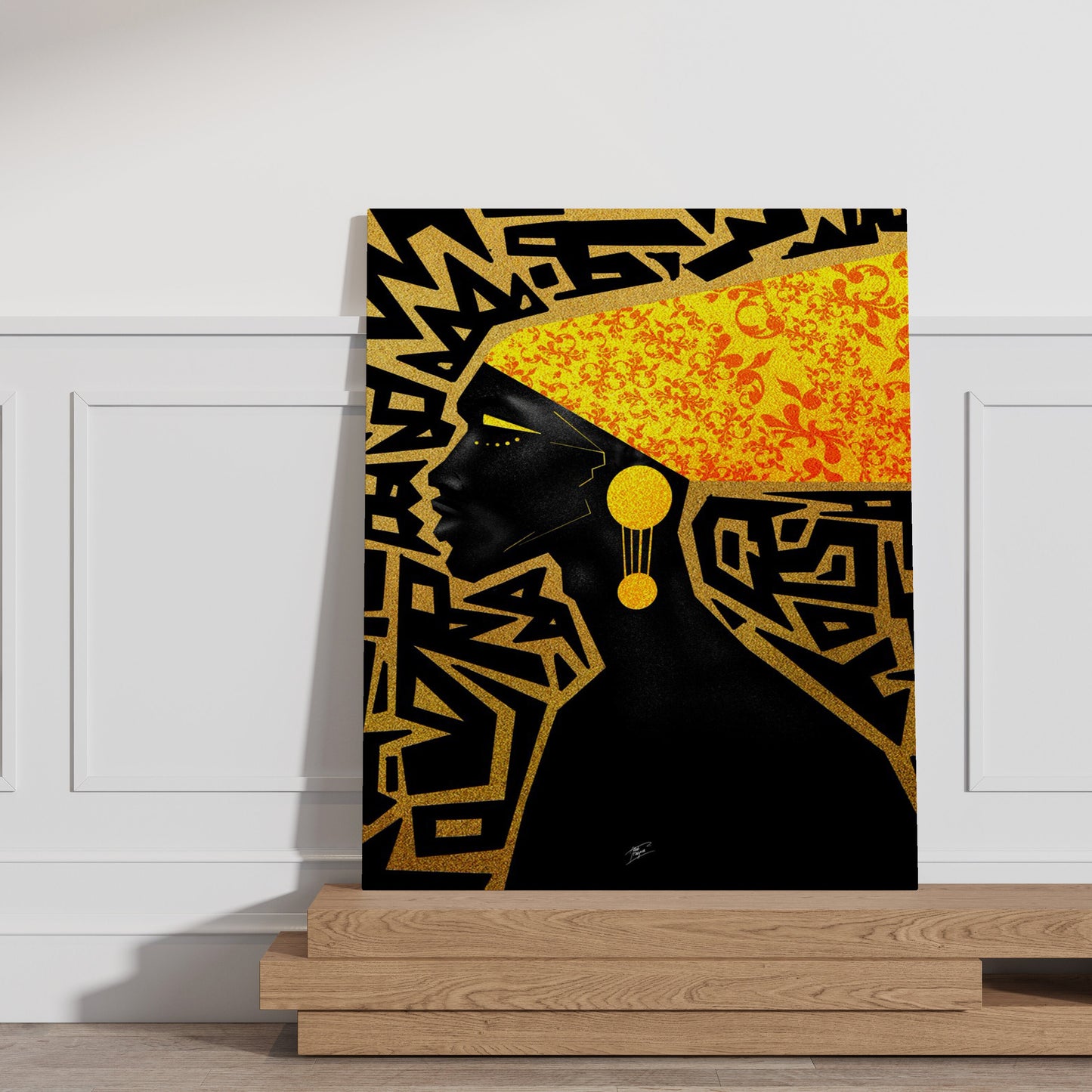 Abstract Gold Themed Human, Gold Art, Gold Accessory, Gold Motifs, Wall Art