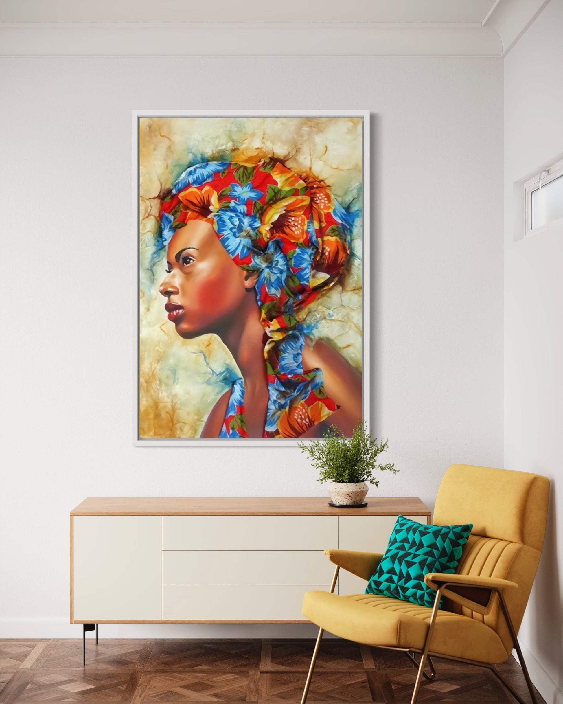 a painting of a woman with flowers in her hair