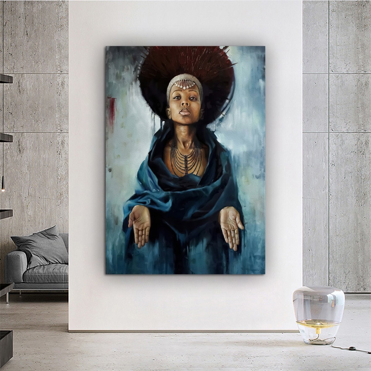 African Woman Canvas Painting, Black Woman Canvas Print, African Woman Painting With Ethnic Woman Art, Woman Wall Decor, African Woman Decor