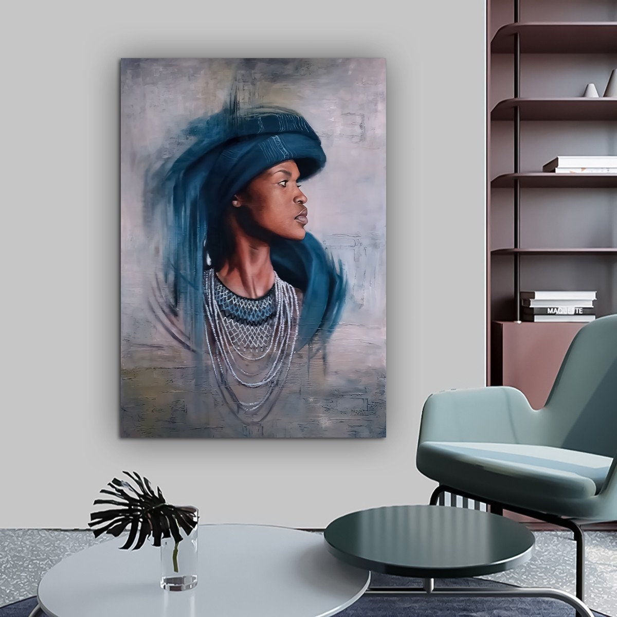 African Woman Canvas Painting, Black Woman Canvas Print, African Woman Painting With Ethnic Woman Art