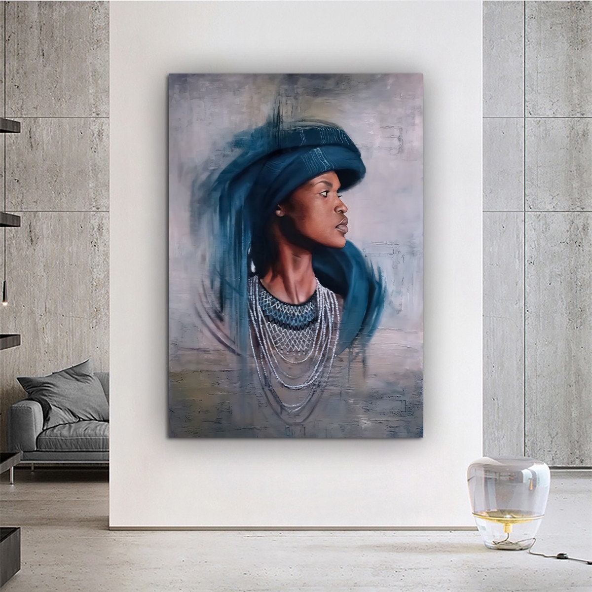 African Woman Canvas Painting, Black Woman Canvas Print, African Woman Painting With Ethnic Woman Art