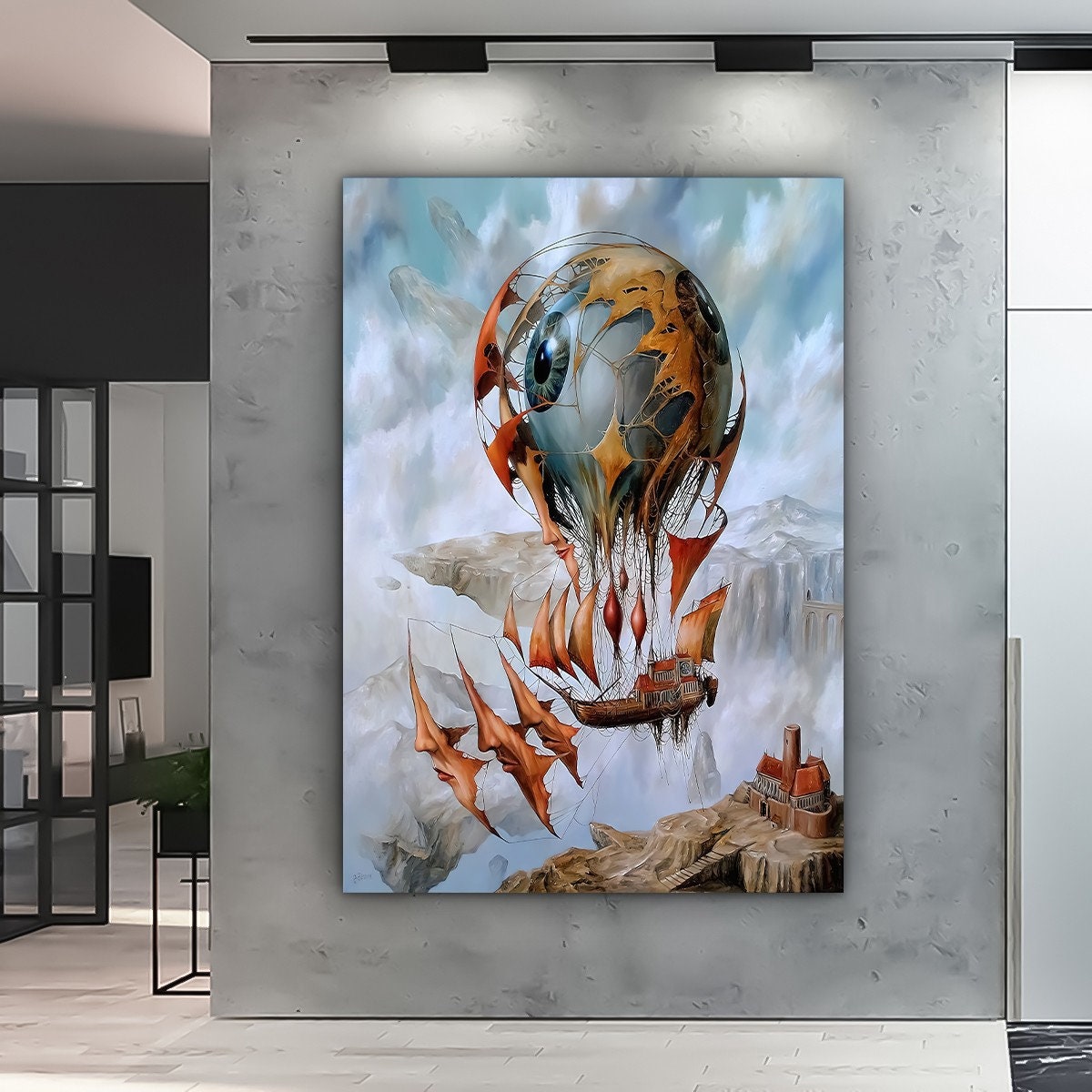 Abstract Eye Canvas Wall Art, Abstract Ship Wall Decor, Wall Art, Surreal Art, Surrealism Wall Art, Abstract Surreal Wall Decor