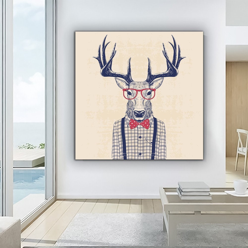 Abstract Deer Wall Decor, Modern Painting Deer Fine Art Print, Modern Artwork, Animal Print, Deer Poster, Ready To Hang