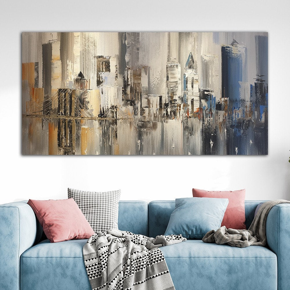 Abstract Canvas Art, City Canvas Print, Landscape Canvas Decor, Abstract Canvas Painting, Home Wall Decoration