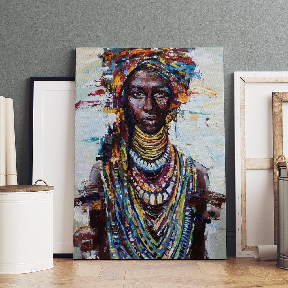African Woman Art, African Woman Canvas, African American Beauty, Ethnic Canvas Print,Canvas Wall Decor