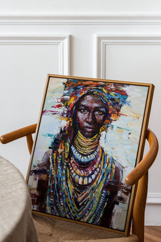 African Woman Art, African Woman Canvas, African American Beauty, Ethnic Canvas Print,Canvas Wall Decor