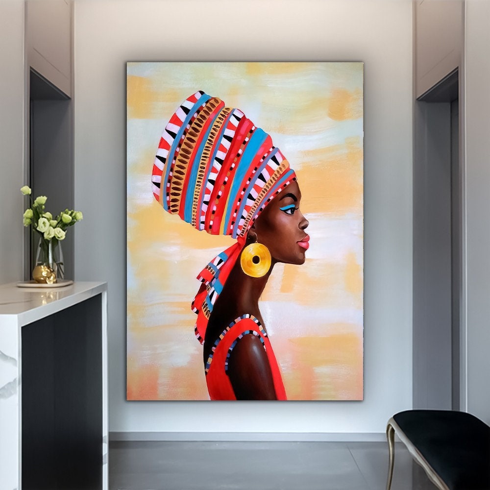 African Woman Art, African Woman Canvas, African Beauty Print, African Wall Art, Ethnic Canvas Print, Ethnic Woman Poster, Ready To Hang