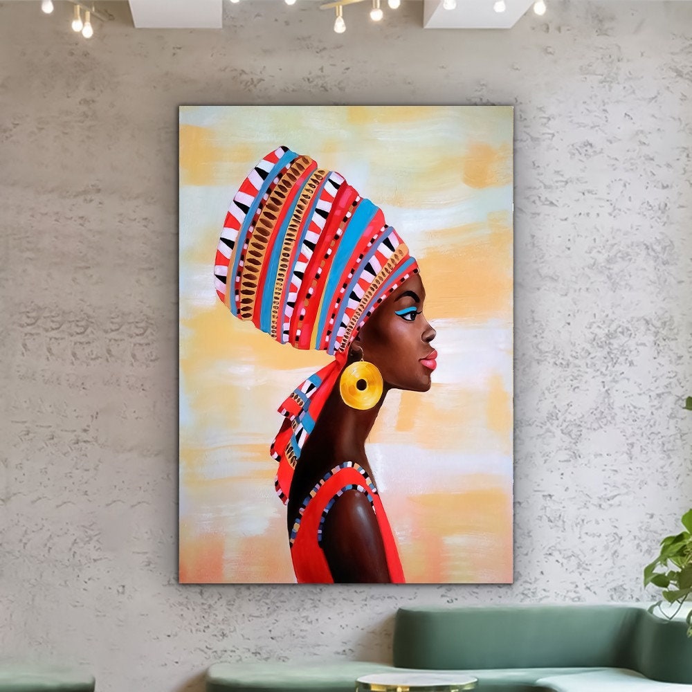 African Woman Art, African Woman Canvas, African Beauty Print, African Wall Art, Ethnic Canvas Print, Ethnic Woman Poster, Ready To Hang