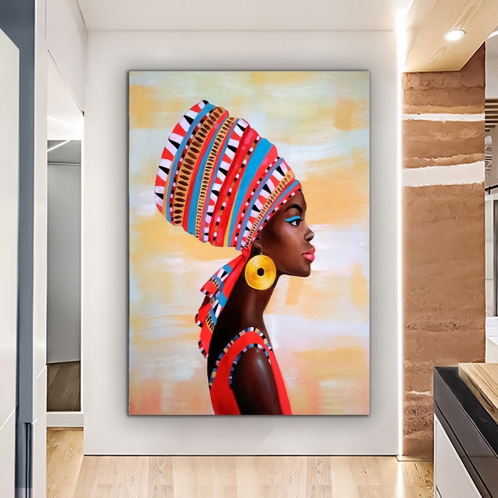 African Woman Art, African Woman Canvas, African Beauty Print, African Wall Art, Ethnic Canvas Print, Ethnic Woman Poster, Ready To Hang