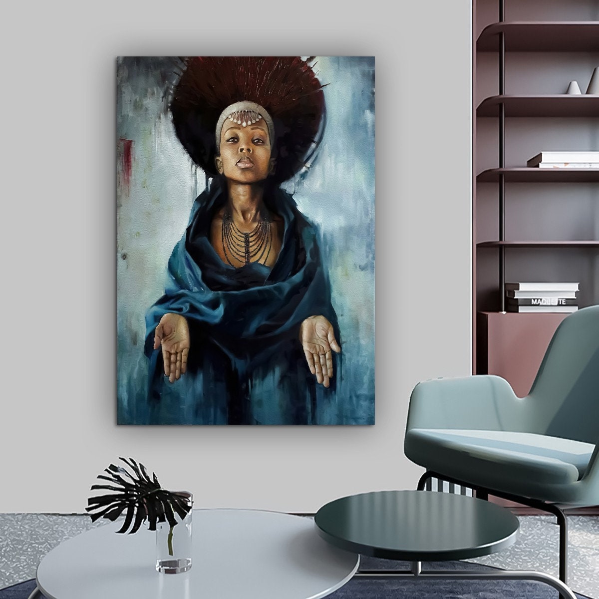 African Woman Canvas Painting, Black Woman Canvas Print, African Woman Painting With Ethnic Woman Art, Woman Wall Decor, African Woman Decor